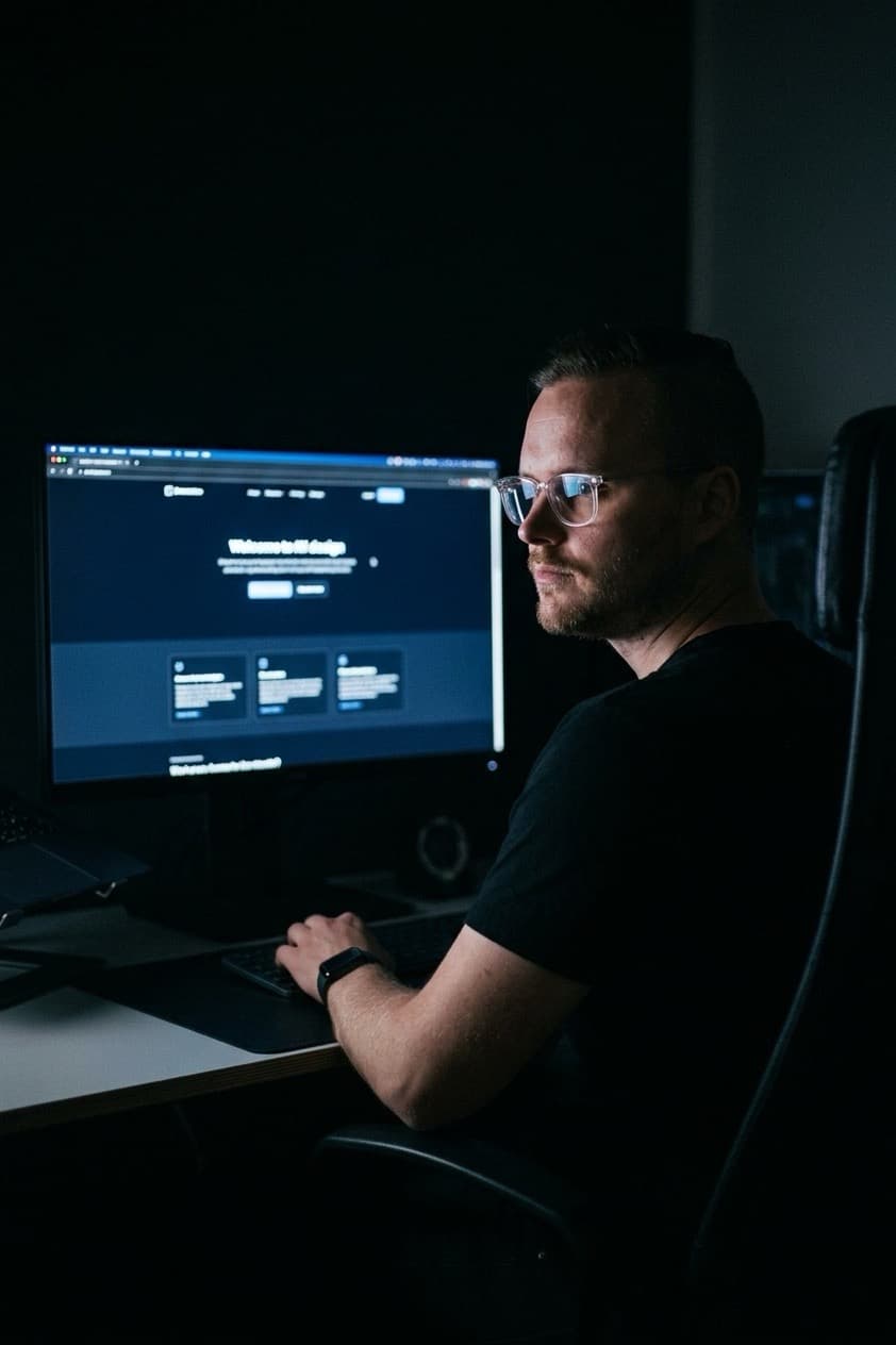 Morten arbejder ved skærmen