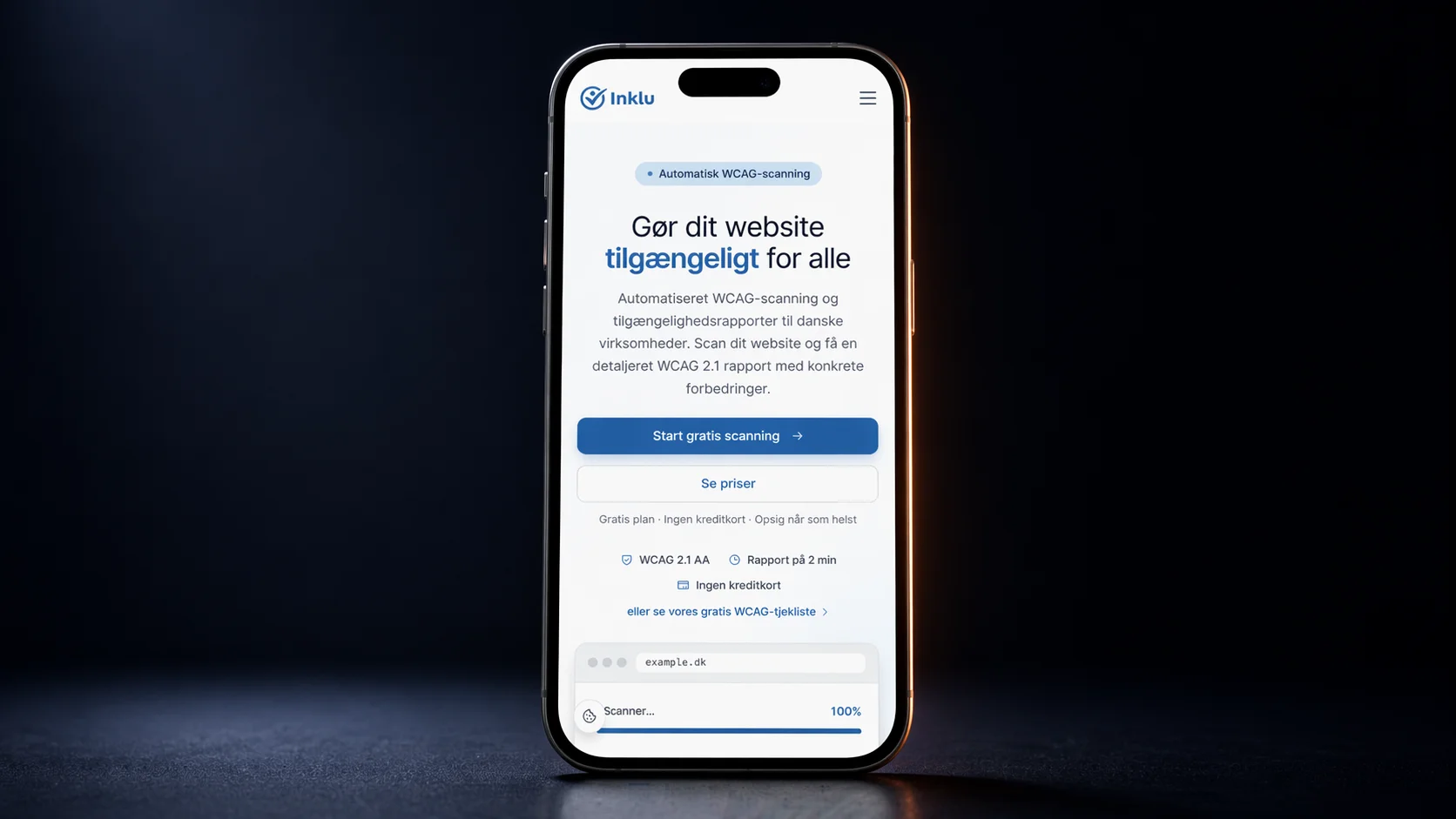 Inklu – WCAG-scanner der blev bygget færdig og lukket